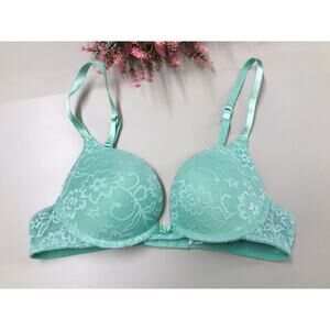 Pre-Owned Xhilaration Bra 34A Blue Floral Pushup Padded Underwire Adjustable